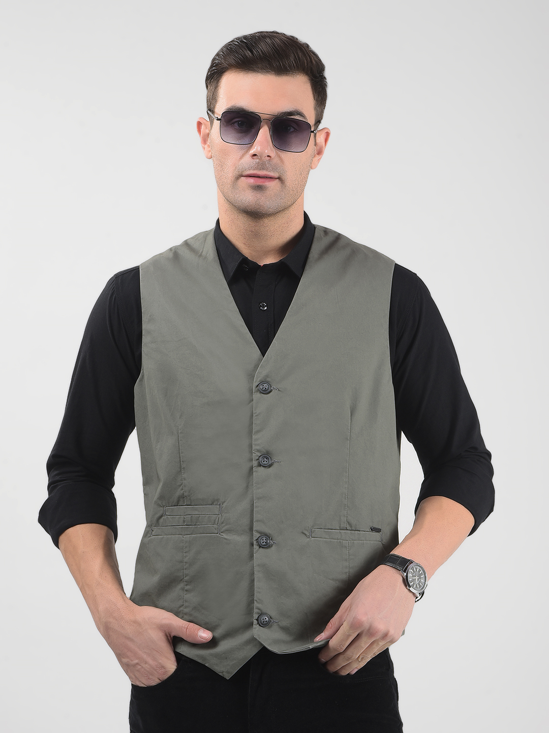 Numero Uno Men Solid Grey Waistcoat